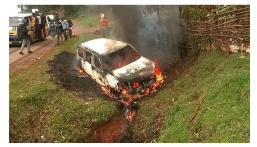 Vehicle torched as Matiang’i supporters confront goons in Kisii