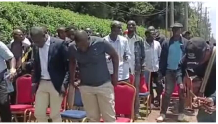 Tuju’s employees hold Sunday service outside Karen property