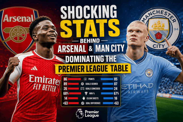 Shocking Stats Behind Arsenal And Manchester City Dominating the Premier League Table